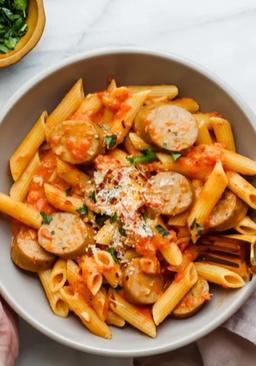 Sausage with Sauce and Penne Pasta